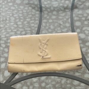 Yves Saint Laurent Beige Leather Envelope Clutch